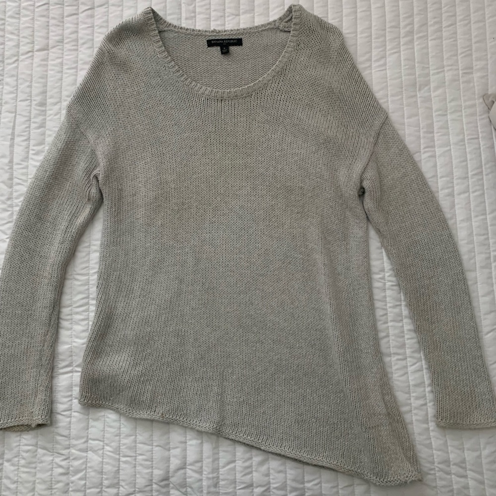 Banana Republic asymmetric gray knit sweater